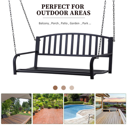 50" Porch Swing Patio Swing Chair Hanging Bench Outdoor Glider Chair with Chain Black Hanging Porch Swings   at Gallery Canada