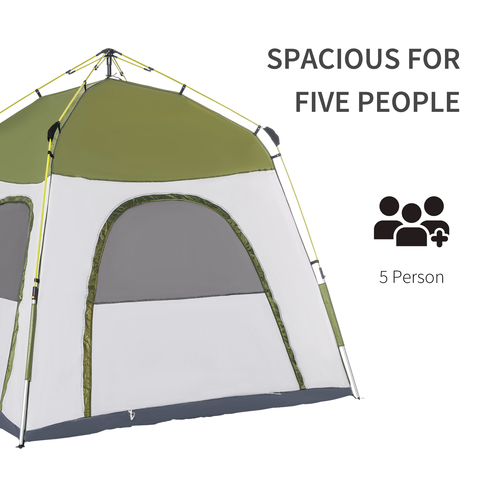 Pop Up Camping Dome Tent Portable with 4 Doors and 4 Windows for 4 Person, Green Camping Tents   at Gallery Canada