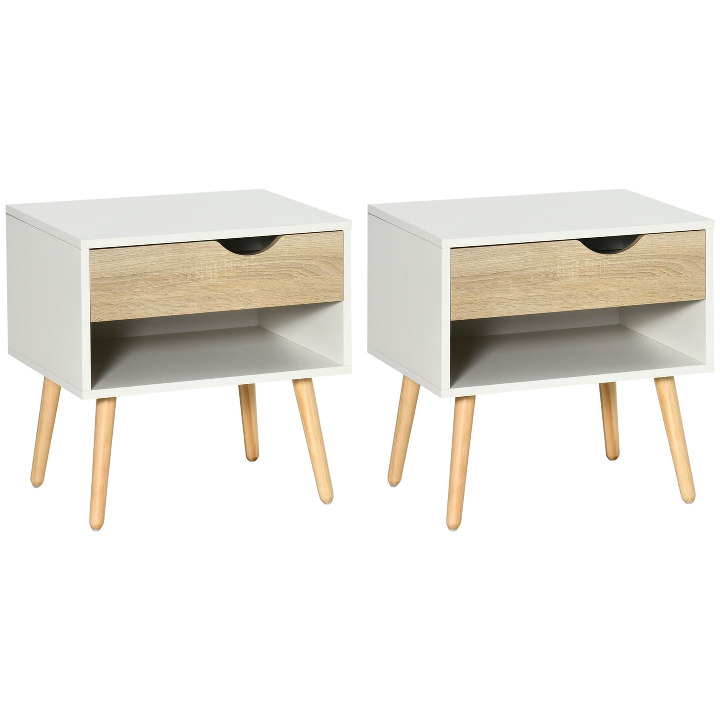 Set of 2 Bedside Table with Drawer and Shelf, Modern Nightstand, End Table for Bedroom Bedside Tables Multi Colour  at Gallery Canada