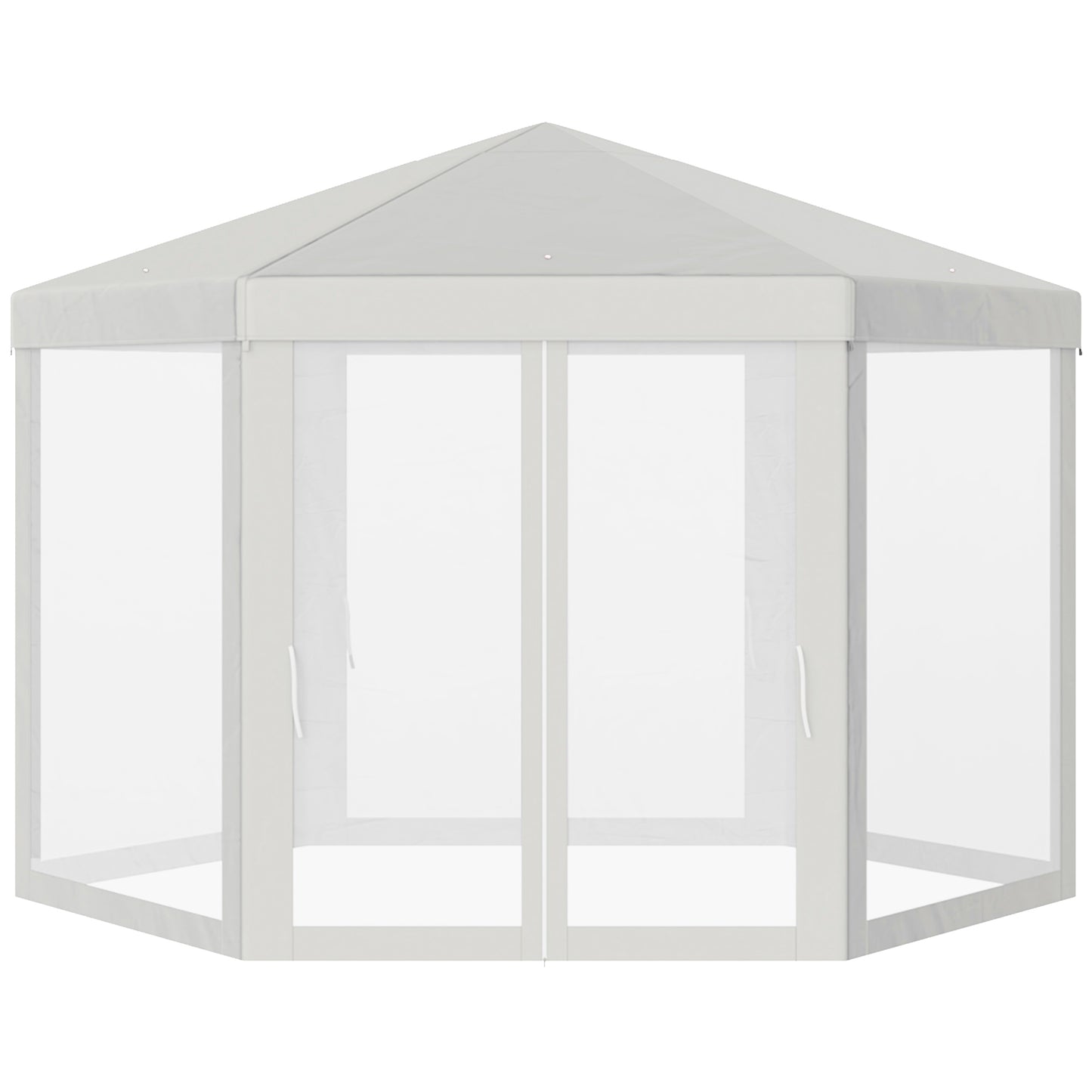 Φ13' Hexagon Party Tent Patio Gazebo Outdoor Activity Event Canopy Quick Sun Shelter Pavilion with Netting Mesh Sidewall Cream White Canopy Tents Cream  at Gallery Canada