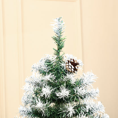 6ft Snow Flocked Artificial Christmas Tree, Unlit Full Fir Tree with Automatic Open, 800 Realistic Branches and 61 Pine Cones Artificial Christmas Trees   at Gallery Canada