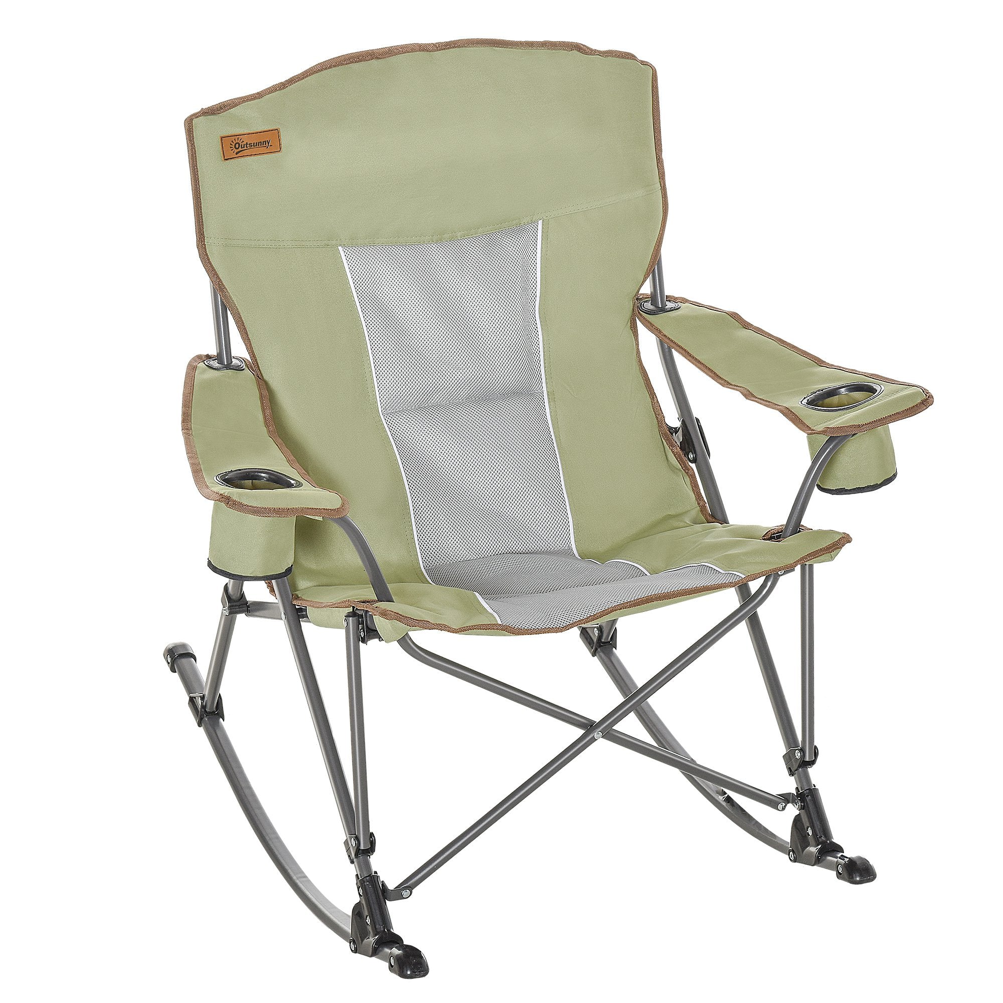 Camping Folding Chair Portable Rocking Chair w/ Armrest &; Cup Holder Compact and Sturdy in a Bag for Outdoor, Beach, Picnic, Hiking, Travel, Green Picnic Tables & Camping Chairs Green  at Gallery Canada