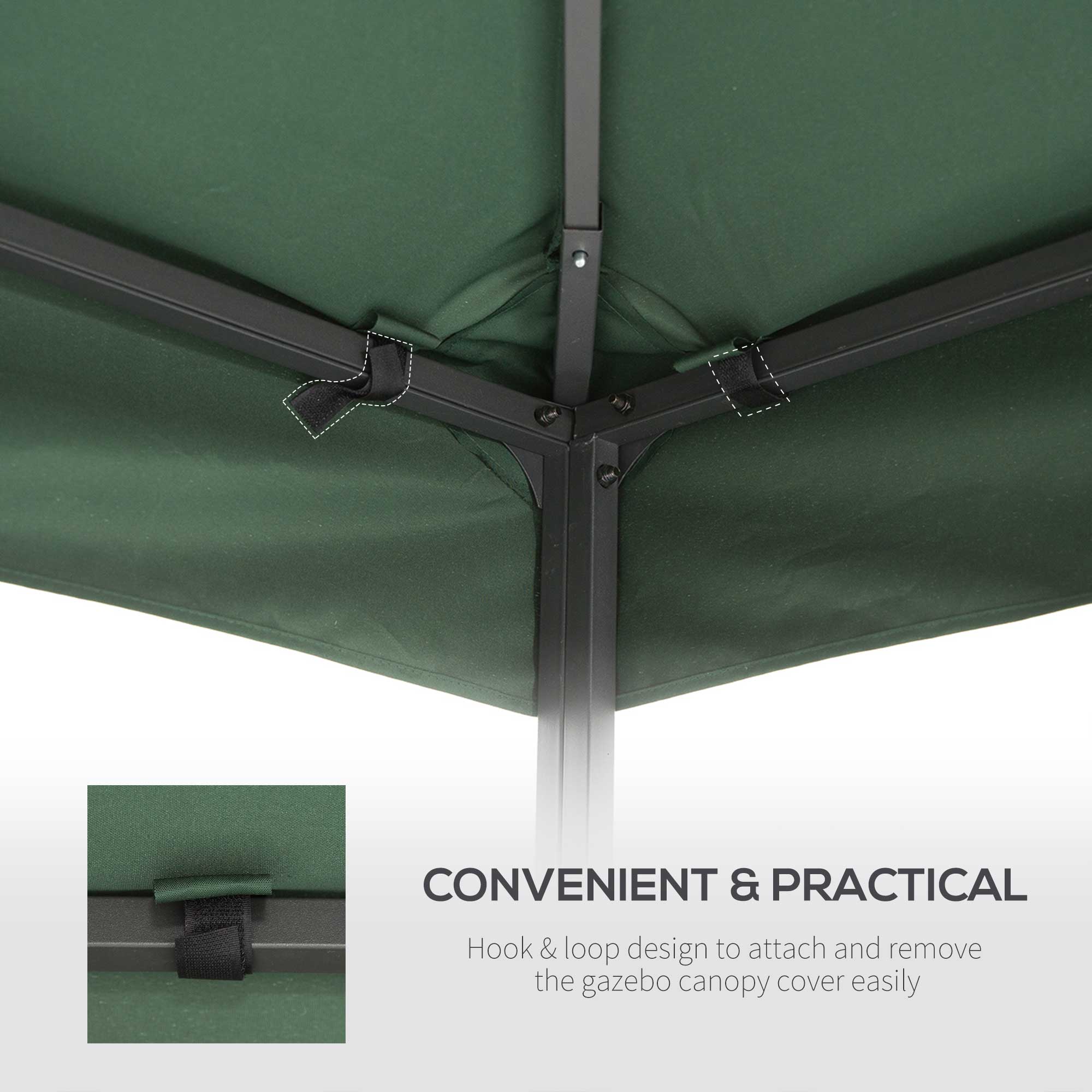 9.8'x9.8' Canopy Replacement 2-Tier Gazebo Canopy Top Cover, Green Gazebo Canopy Replacement   at Gallery Canada