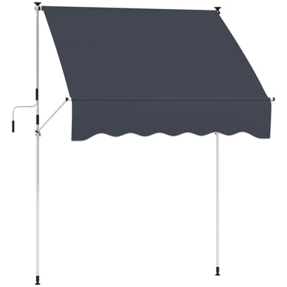 6.6'x5' Manual Retractable Patio Awning Sun Shelter Window Door Deck Canopy, Water Resistant UV Protector, Black Window Awnings Black  at Gallery Canada