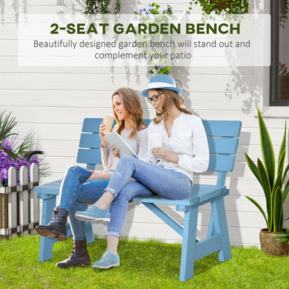 Wooden Garden Bench for Outdoor, 2-person Patio Bench, Loveseat Furniture for Lawn, Deck, Yard, Porch and Entryway, Blue Outdoor Benches   at Gallery Canada