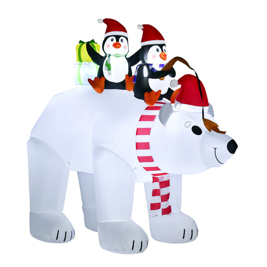 7ft Christmas Decoration with Polar Bear and Two Penguins Inflatable Santa Decor Easy Set-Up Blow UP Decoration for Holiday Yard - Gallery Canada