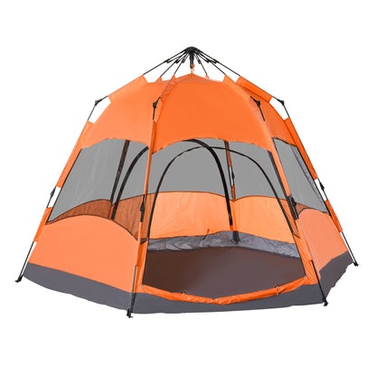 Hexagon Double Layer Easy Pop Up Camping Tent 4-6 Person Portable Folding Dome Shelter Hiking Travel Tent All Season Camping Tents   at Gallery Canada