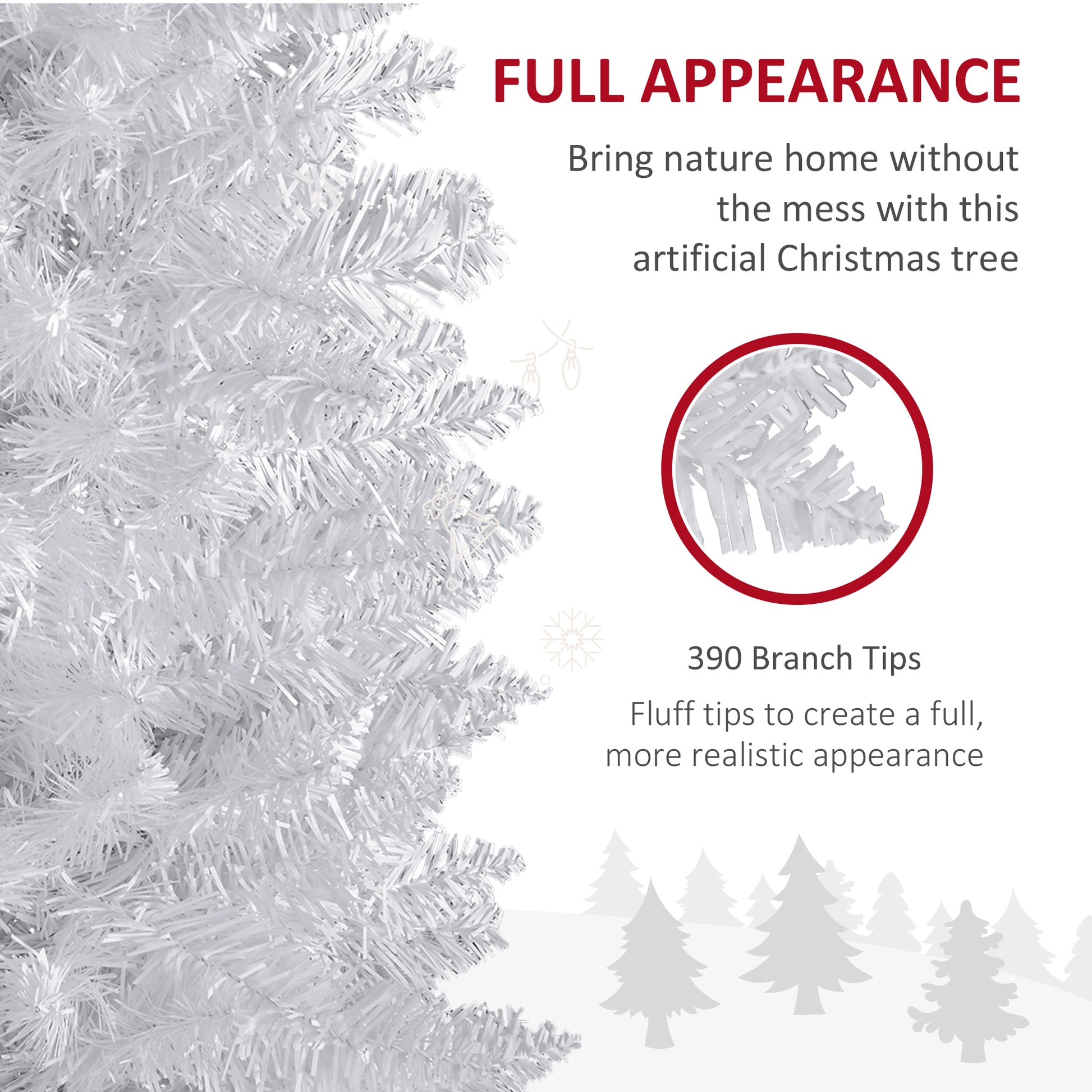 6 FT Christmas Tree Classic Tree Holiday Indoor Decoration, with Stable Plastic Base, White White Christmas Trees   at Gallery Canada