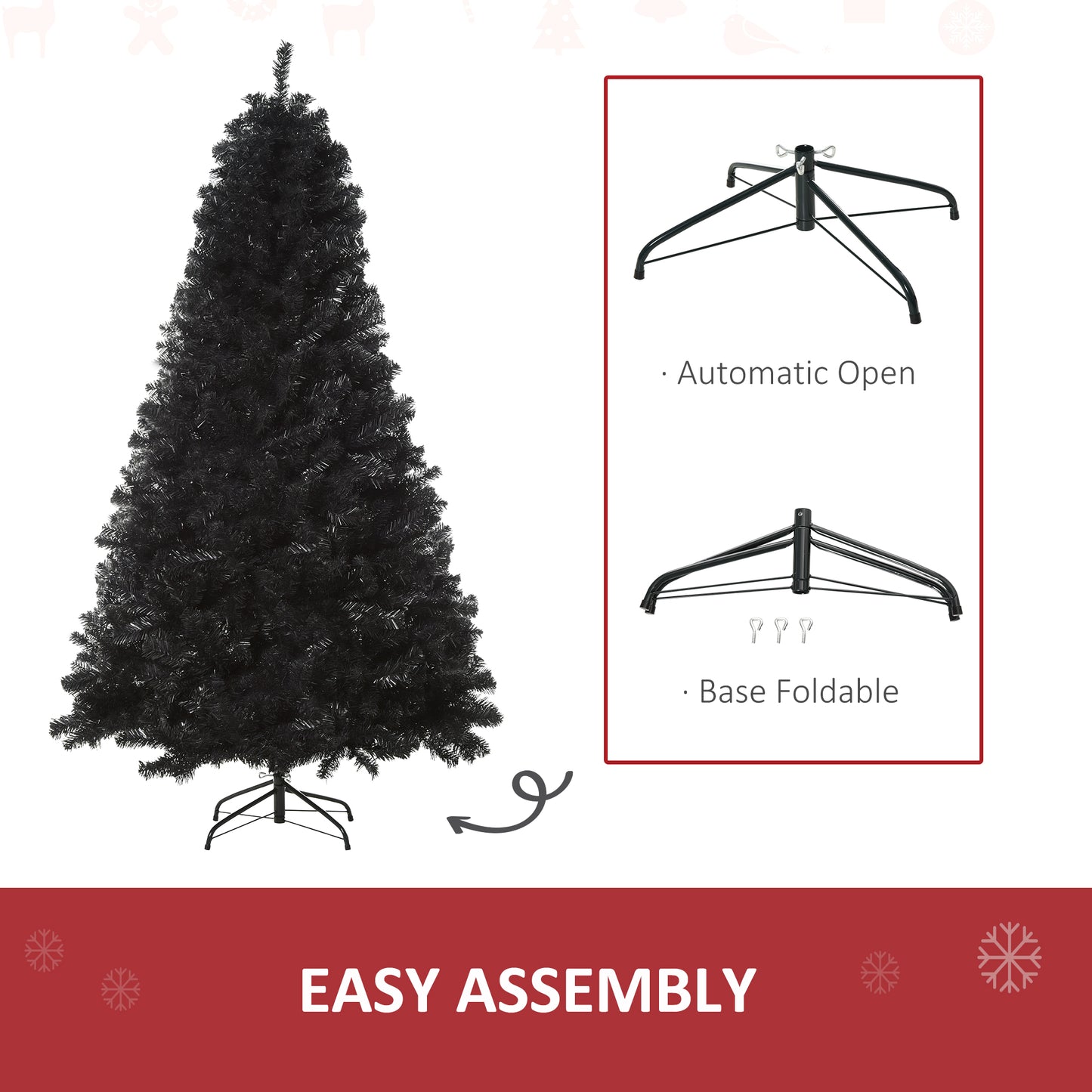 6ft Artificial Christmas Tree Unlit Douglas Fir with Realistic Branch Tips, Black Halloween Style Artificial Christmas Trees   at Gallery Canada