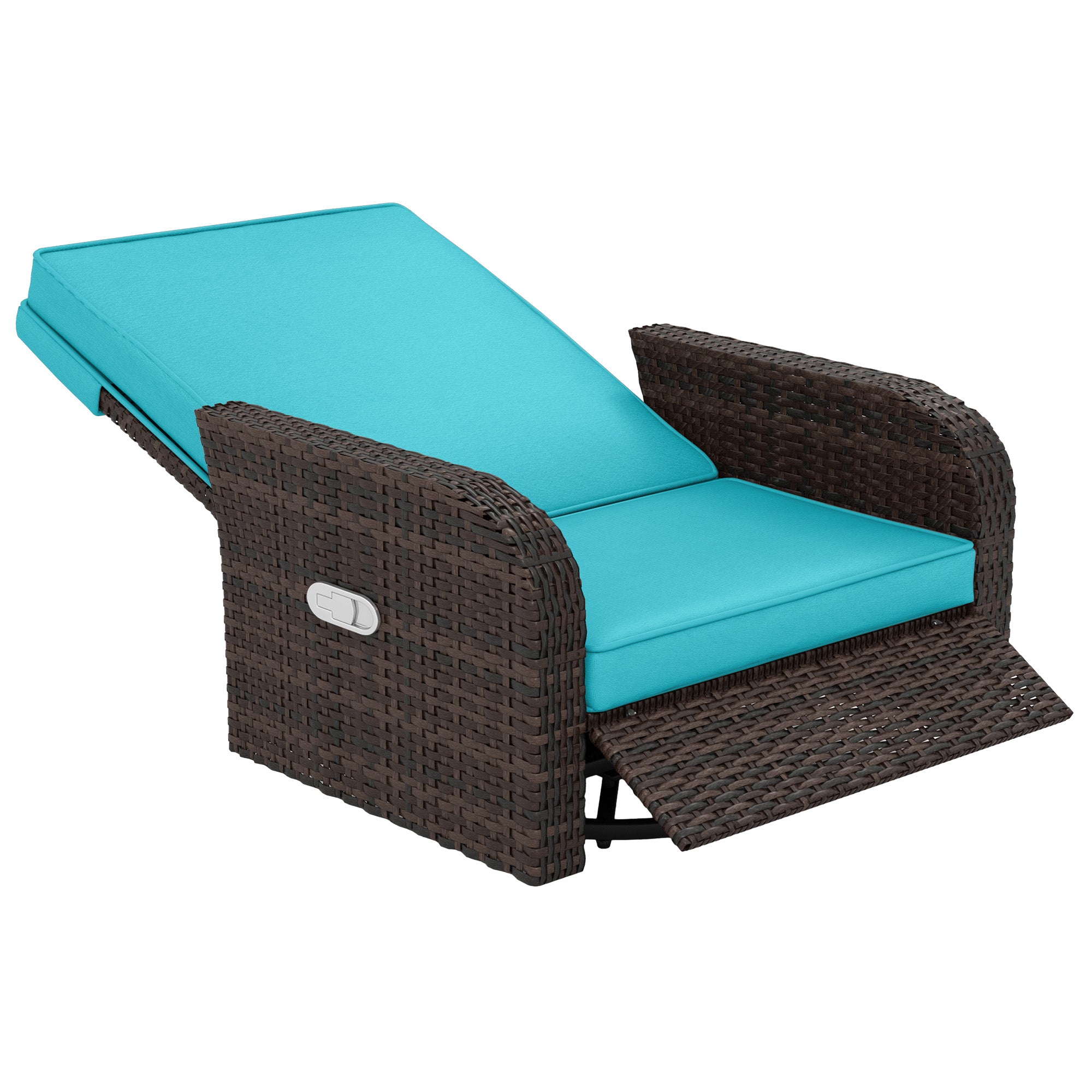 Wicker Swivel Chair w/ Cushion, Patio Recliner Chair, Turquoise Patio Chairs Multi Colour  at Gallery Canada