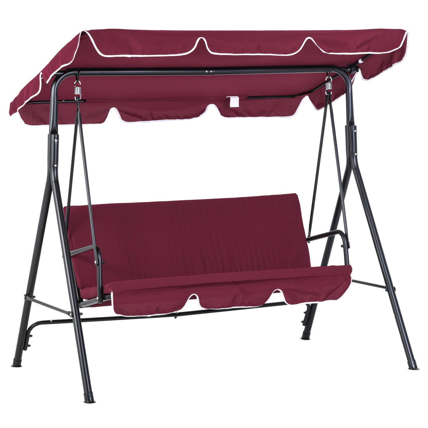 3-Seat Outdoor Patio Swing Glider with Adjustable Canopy and Removable Cushion, Wine Red Patio Swings with Stand Wine Red  at Gallery Canada