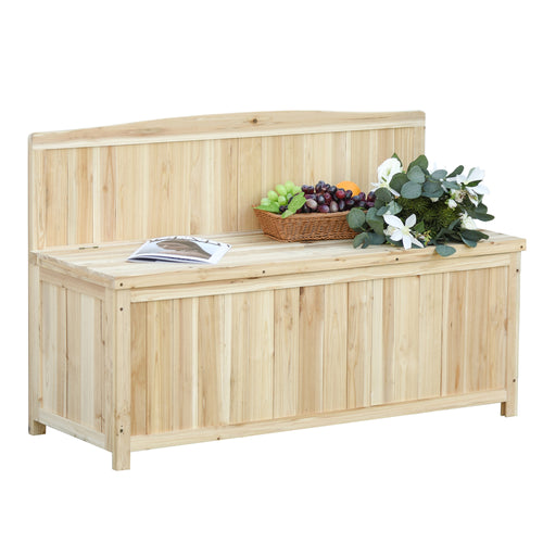 Wooden Outdoor Garden Bench with Storage Box, Outdoor Patio Seating, 45.3