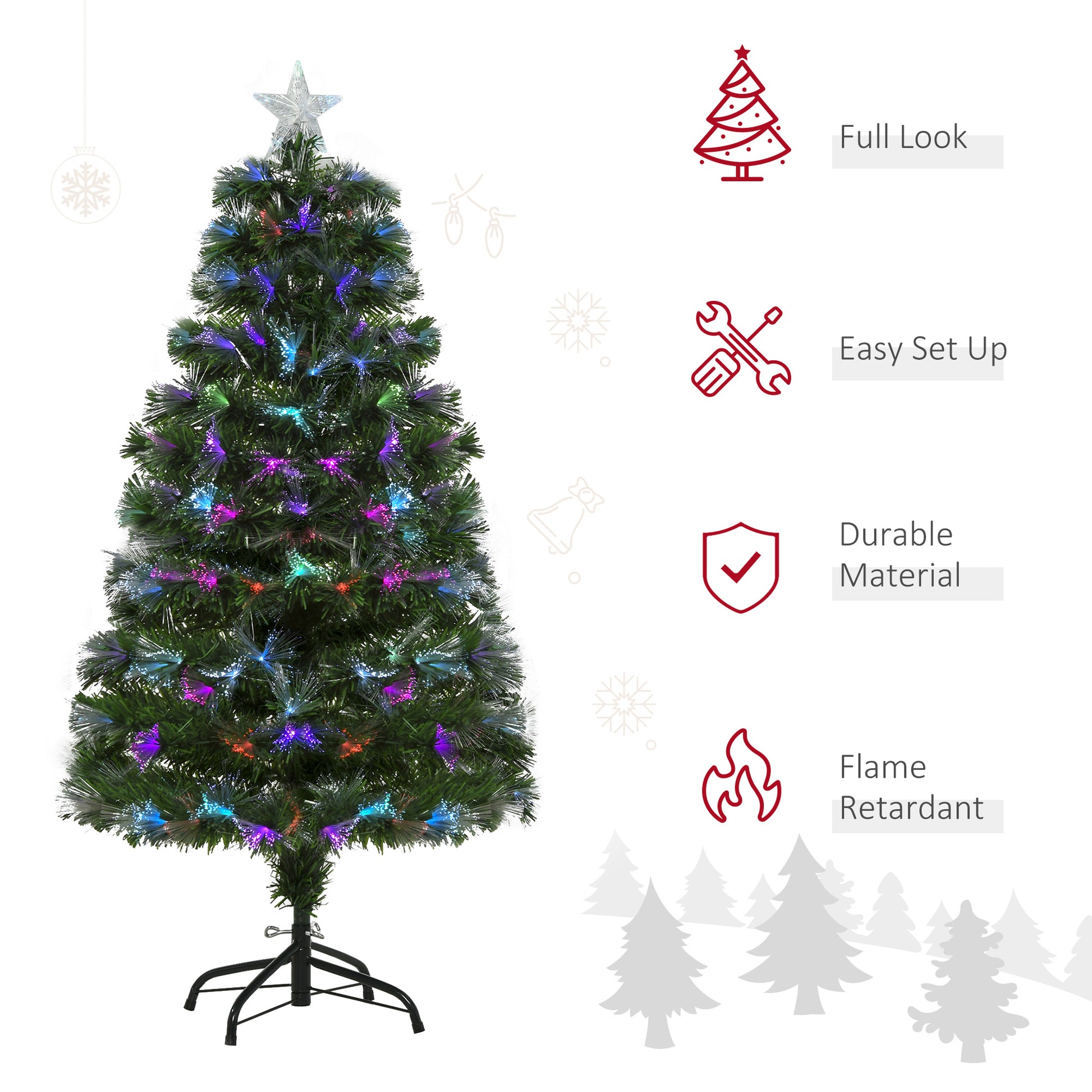 4ft Pre-Lit Optic Fiber Xmas Tree Artificial Spruce Tree Top Star Artificial Christmas Trees   at Gallery Canada