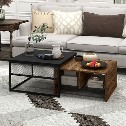 Coffee Table Set of 2, Industrial Nesting Tables, Square Coffee Table and Narrow Sofa Side Table for Living Room Coffee Tables   at Gallery Canada