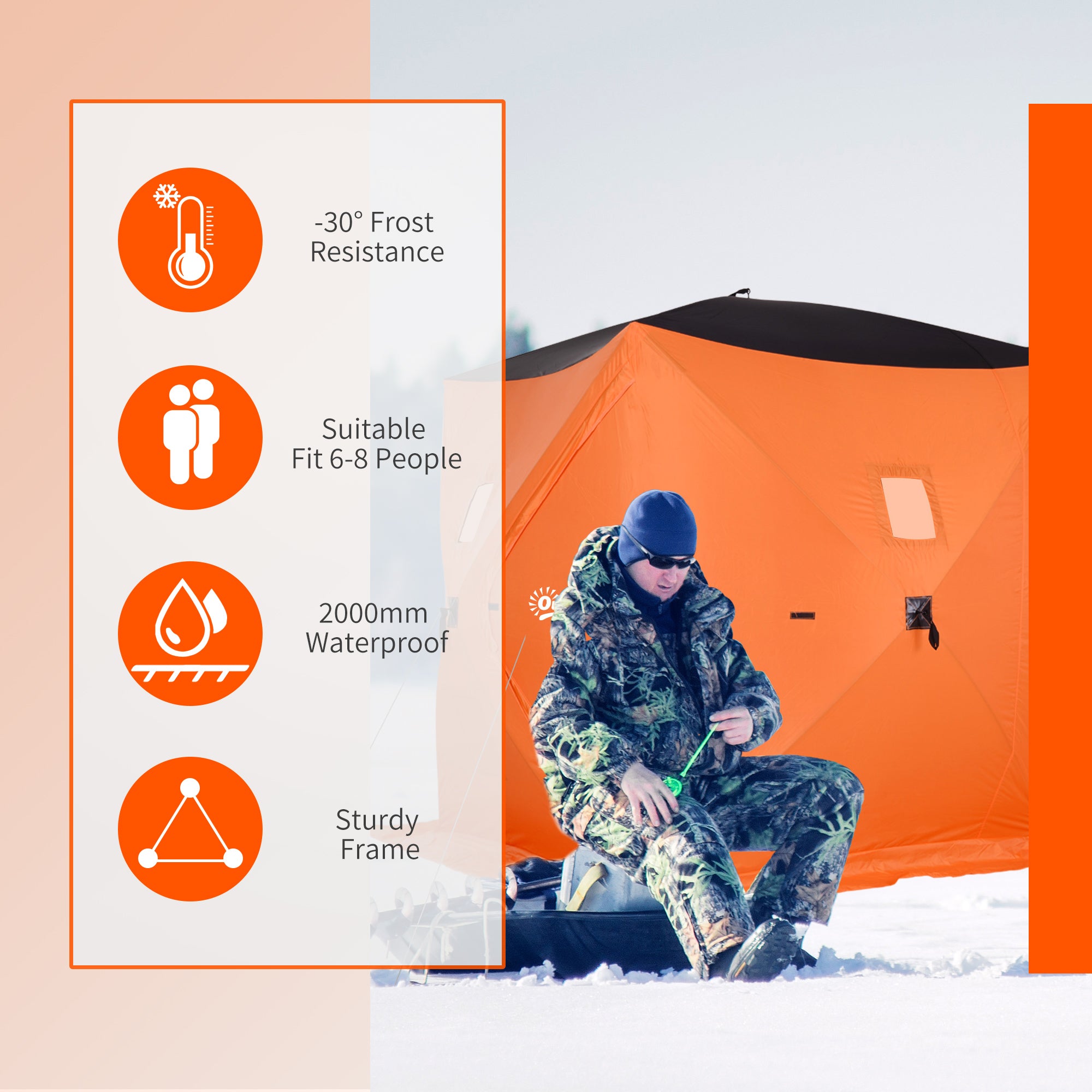 8-Person Pop-up Ice Fishing Shelter, Portable Ice Fishing Tent with Ventilation Windows and Carrying Bag, for Low-Temp -22℉ Ice Fishing Tents   at Gallery Canada