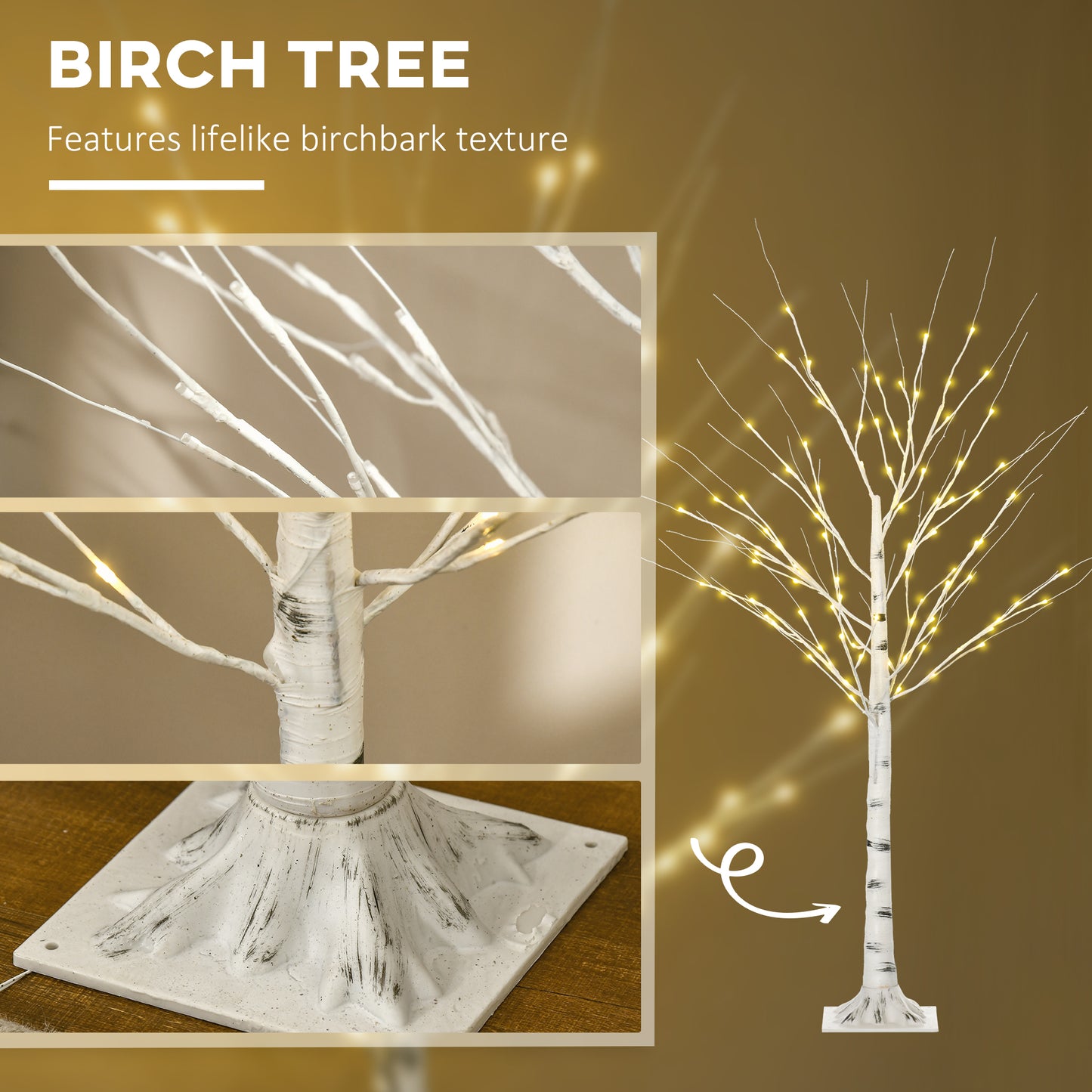 5 ft Artificial Birch Tree Light with Pre-Lit LED Light for Home Party, Indoor and Covered Outdoor Use Artificial Tree Light   at Gallery Canada