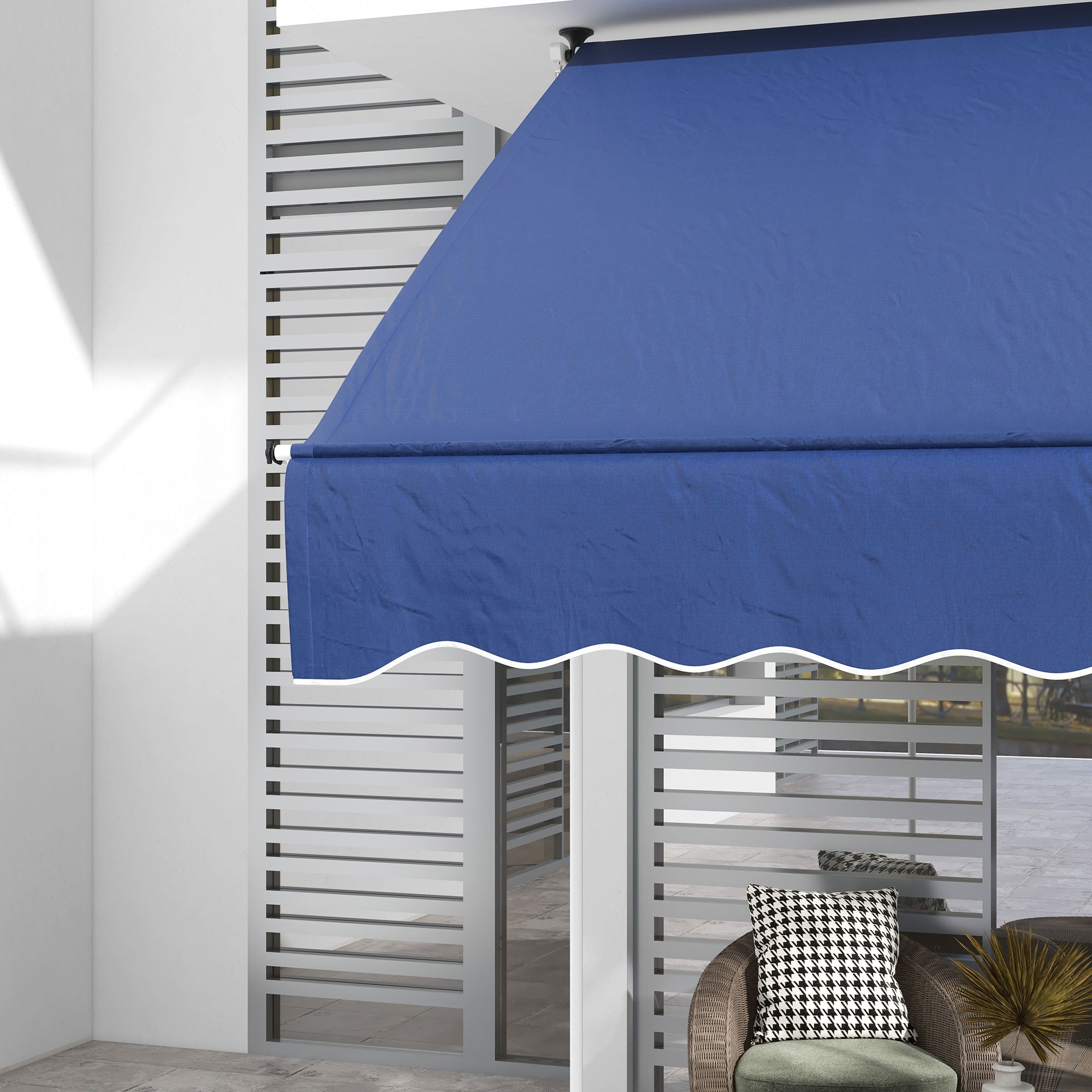 6.6'x5' Manual Retractable Patio Awning Sun Shelter Window Door Deck Canopy, Water Resistant UV Protector, Dark Blue Window Awnings   at Gallery Canada