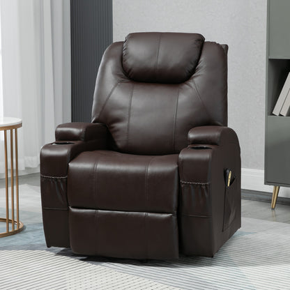 Power Lift Chair for Elderly, PU Leather Recliner Sofa Chair with Footrest, Remote Control, Side Pockets and Cup Holders, Brown Electric Power Lift Chairs   at Gallery Canada