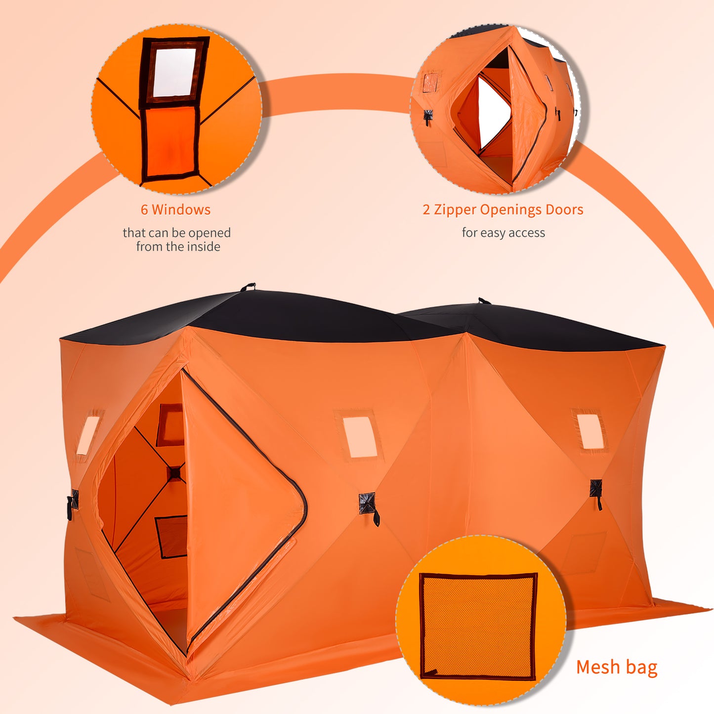 8-Person Pop-up Ice Fishing Shelter, Portable Ice Fishing Tent with Ventilation Windows and Carrying Bag, for Low-Temp -22℉ Ice Fishing Tents   at Gallery Canada