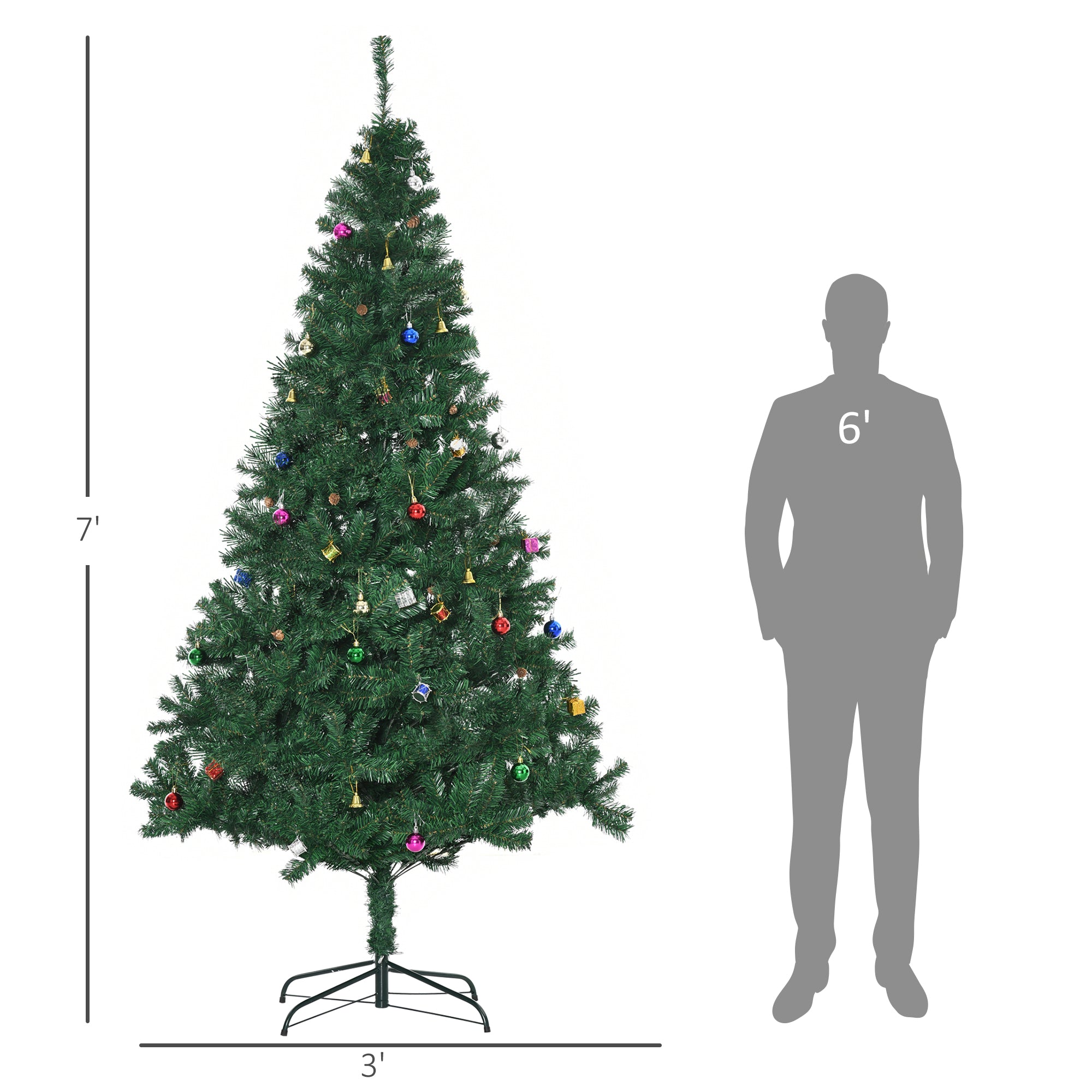 7ft Green Christmas Tree Artificial Xmas Holidays Party with Decoration Ornament Artificial Christmas Trees   at Gallery Canada