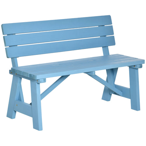 Wooden Garden Bench for Outdoor, 2-person Patio Bench, Loveseat Furniture for Lawn, Deck, Yard, Porch and Entryway, Blue