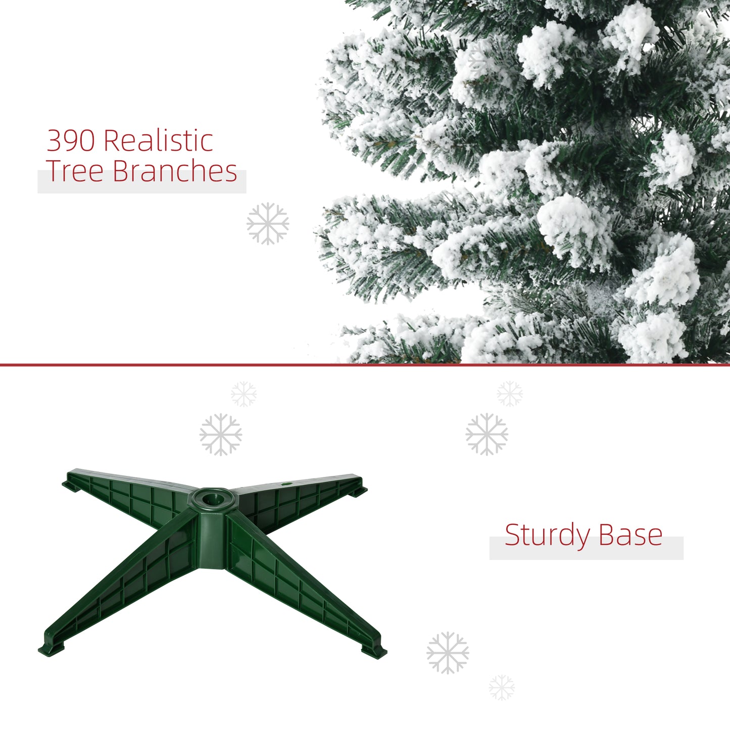 6ft Tall Pencil Artificial Christmas Tree, Holiday Décor with Snow Flocked Branches, Green Artificial Christmas Trees   at Gallery Canada