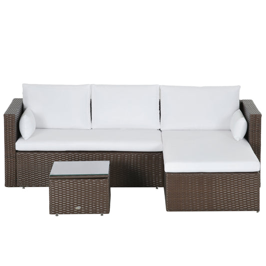 3pcs Modern Rattan Sofa Set, Wicker Patio Furniture Set with Coffee Table, Cushions, Pillows - Gallery Canada
