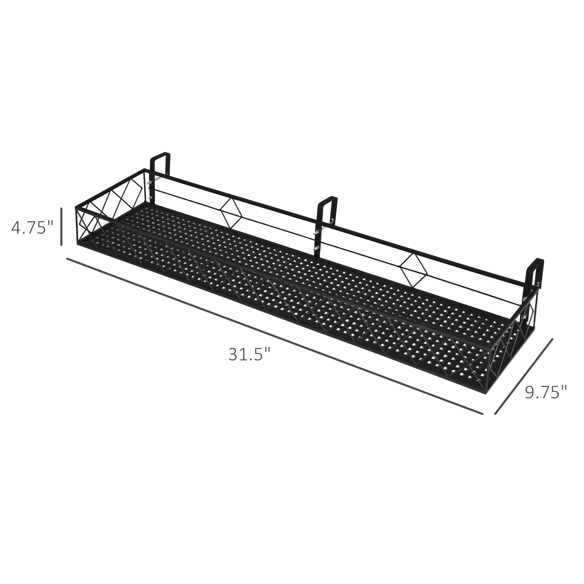 43'' x 12'' Hanging Flower Pot Stand Rack with Hooks, Metal Plant Pot Holder, Railing Shelf, Windows Decorate for Outdoor Garden Balcony Fence Patio - Gallery Canada