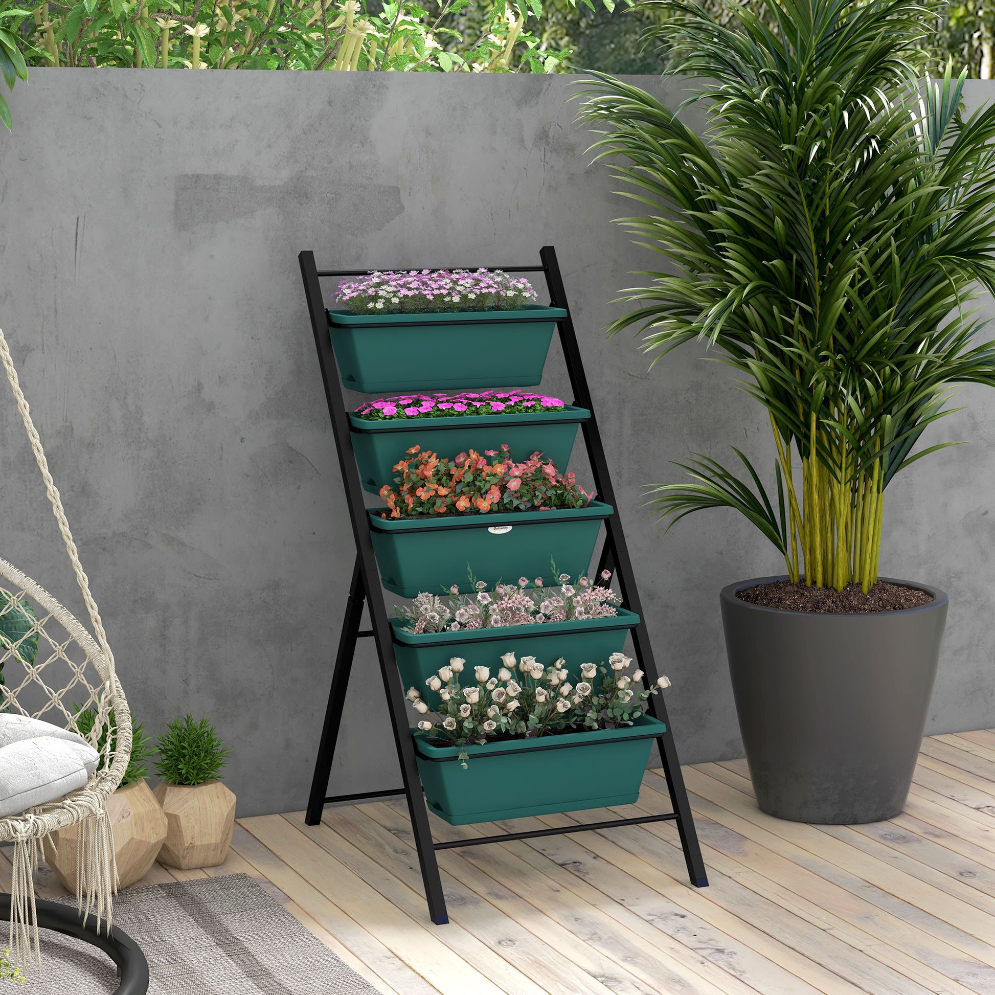 5-Tier Vertical Raised Garden Planter with 5 Container Boxes, Outdoor Plant Stand for Vegetable Flowers, Green Plant Stands   at Gallery Canada