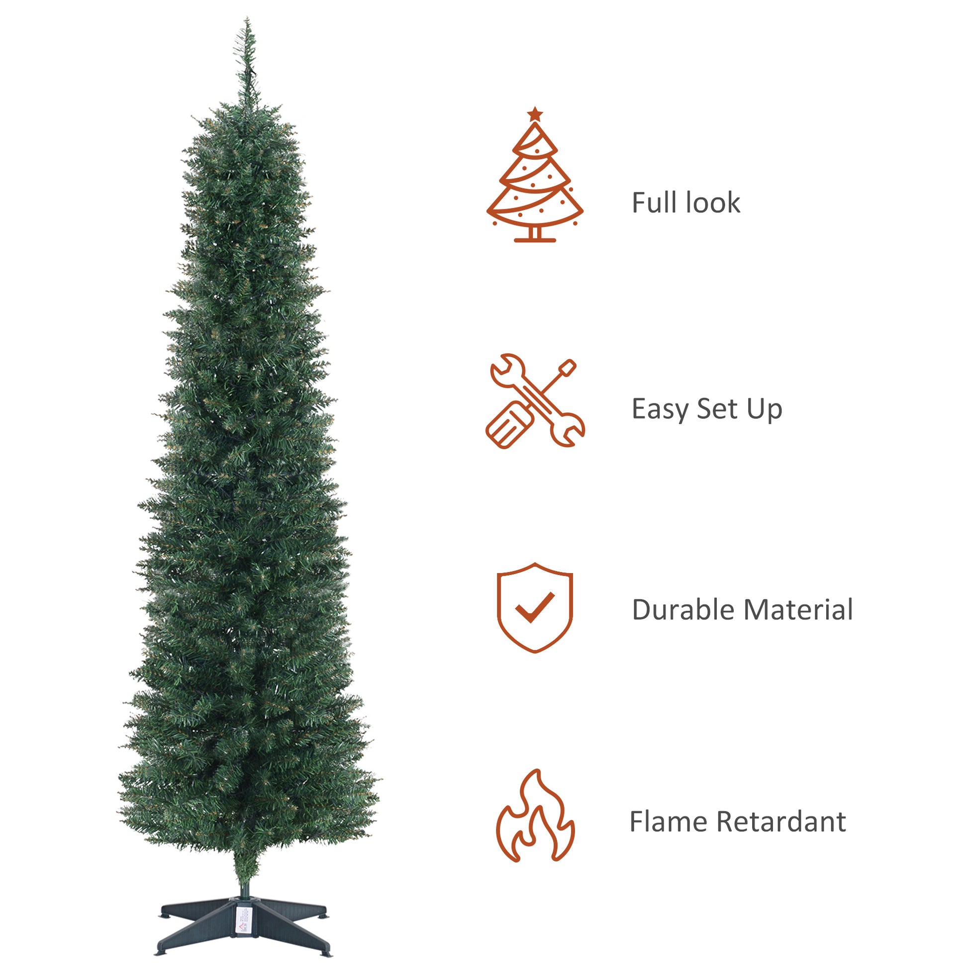 6' Pre Lit Artificial Pencil Christmas Trees, Xmas Tree with Realistic Branches and Warm White LED Lights, Green Pre Lit Christmas Trees   at Gallery Canada