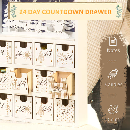 Wooden Christmas Advent Calendar Book, Table Holiday Decoration with 24 Countdown Drawers, for Kids and Adults, White Christmas Advent Calendars   at Gallery Canada