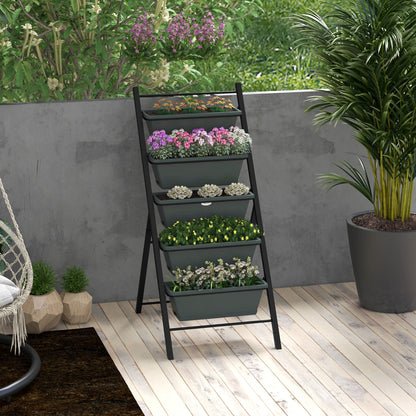 5-Tier Vertical Raised Garden Planter with 5 Container Boxes, Outdoor Plant Stand for Vegetable Flowers, Grey Plant Stands   at Gallery Canada