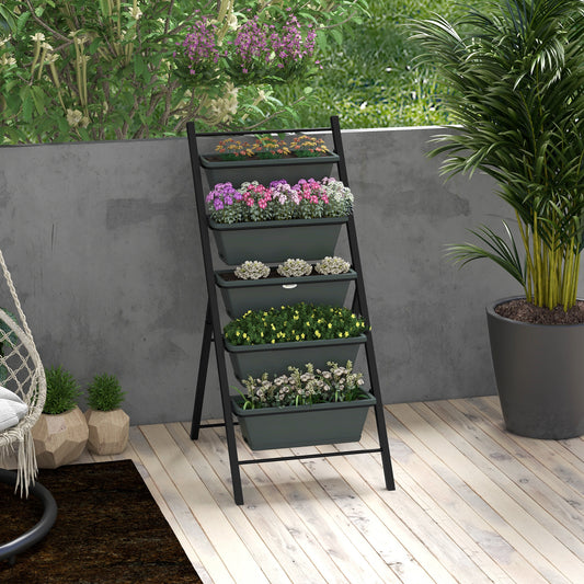 5-Tier Vertical Raised Garden Planter with 5 Container Boxes, Outdoor Plant Stand for Vegetable Flowers, Grey Plant Stands Multi Colour  at Gallery Canada