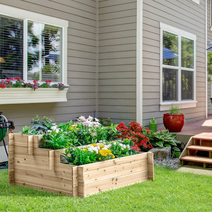 3-Tier Wood Raised Garden Bed, Elevated Planting Box, Outdoor Vegetable Flower Container, Herb Garden Indoor Kit, Natural Wooden Planter Boxes   at Gallery Canada