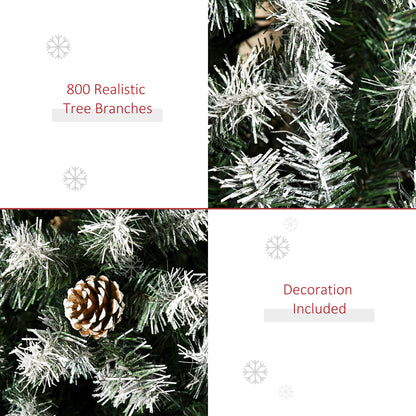 6ft Snow Flocked Artificial Christmas Tree, Unlit Full Fir Tree with Automatic Open, 800 Realistic Branches and 61 Pine Cones Artificial Christmas Trees   at Gallery Canada