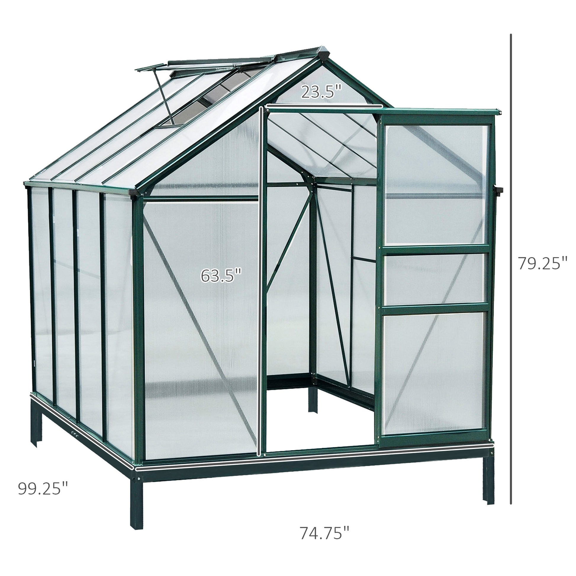 6.2' x 8.3' x 6.6' Clear Polycarbonate Greenhouse Large Walk-In Green House w/ Slide Door Walk In Greenhouses   at Gallery Canada