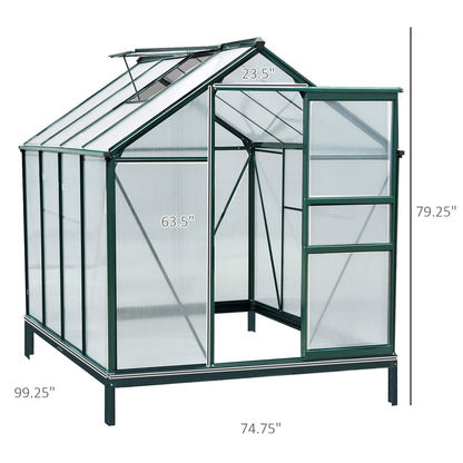 6.2' x 8.3' x 6.6' Clear Polycarbonate Greenhouse Large Walk-In Green House w/ Slide Door Walk In Greenhouses   at Gallery Canada