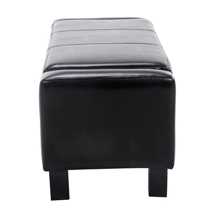 833-200BK 42” Deluxe Faux Leather Padded Storage Ottoman Bench Foot Stool Seat Chair with Organizer, Black Storage Ottomans & Benches   at Gallery Canada