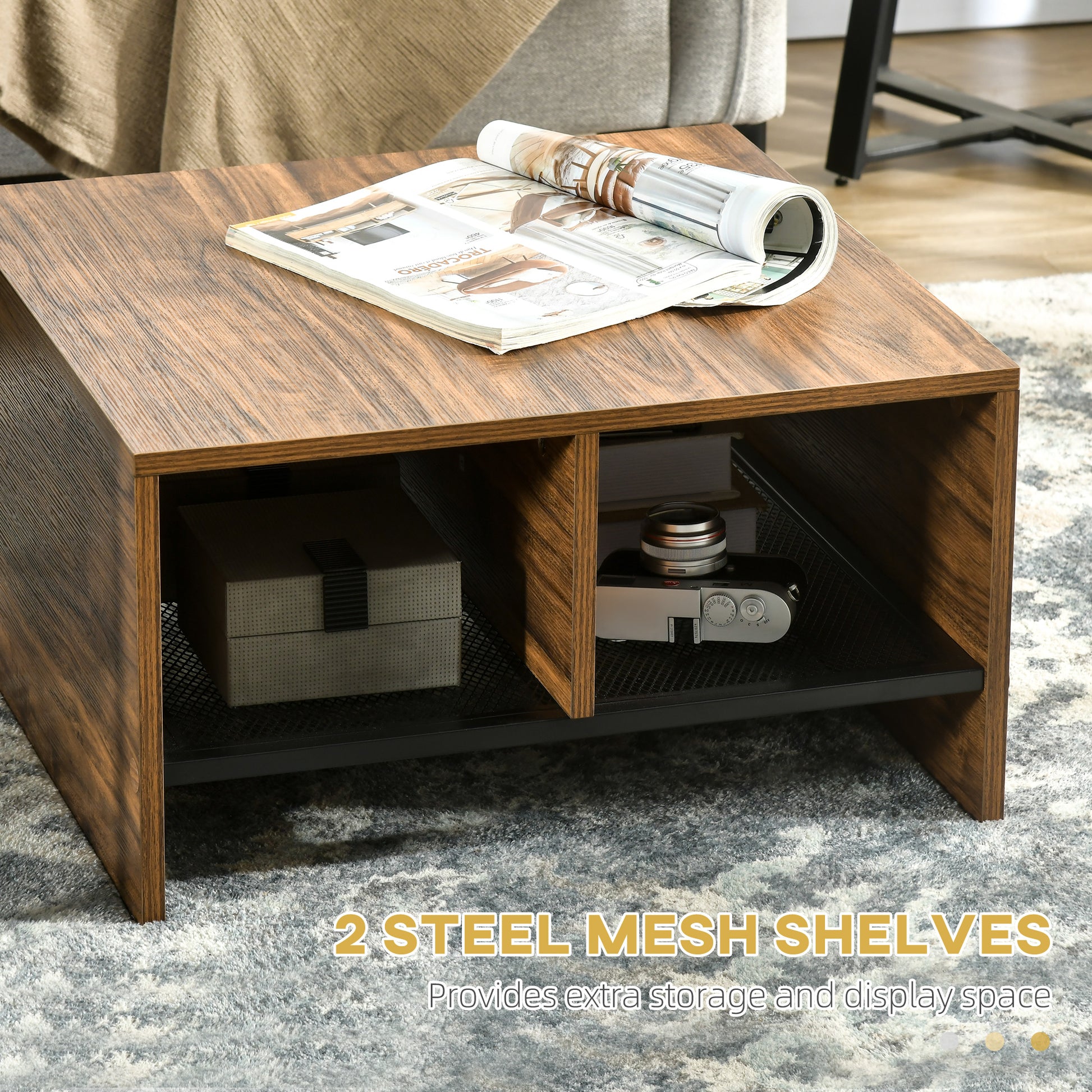 Coffee Table Set of 2, Industrial Nesting Tables, Square Coffee Table and Narrow Sofa Side Table for Living Room Coffee Tables   at Gallery Canada