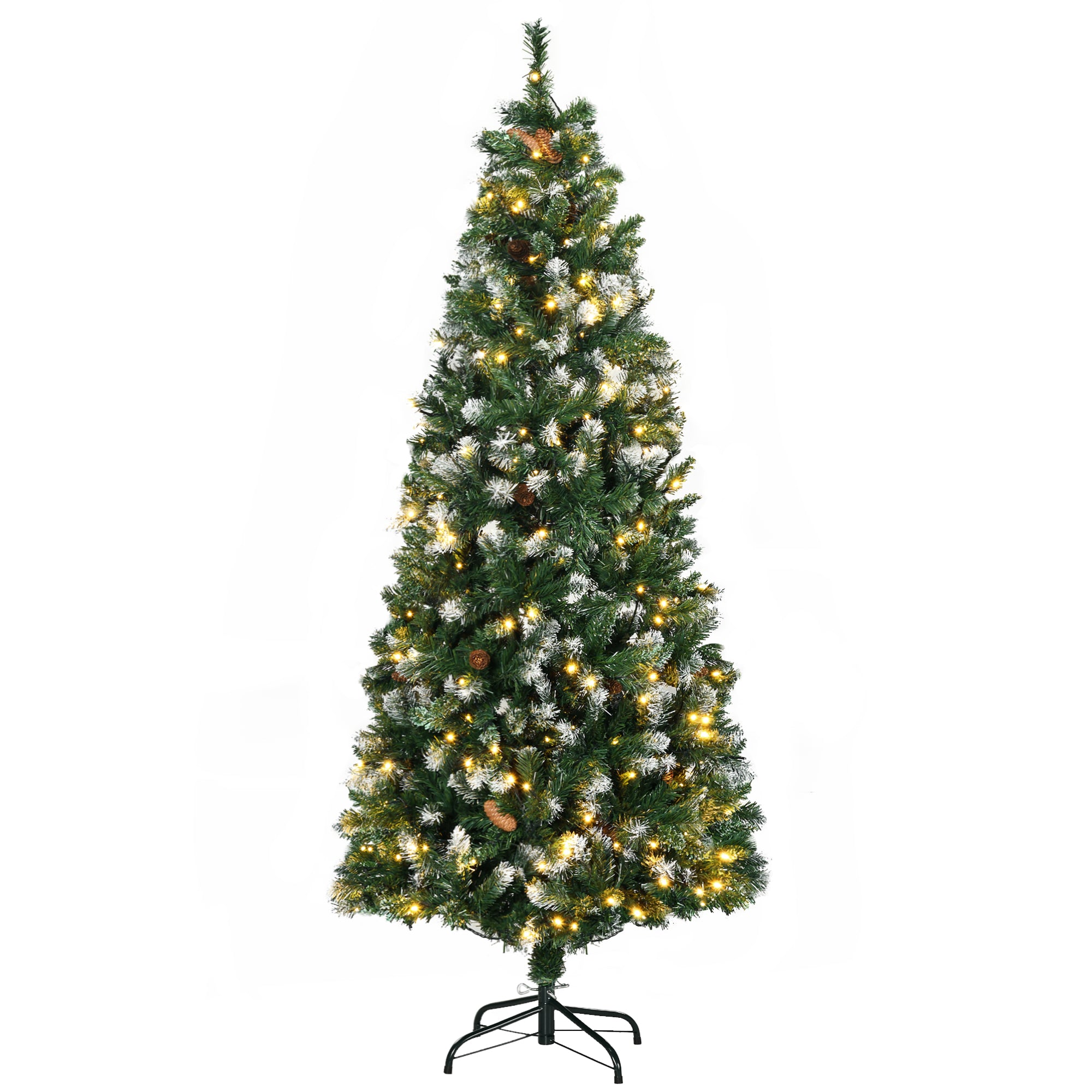 6' Decorated Christmas Trees, Prelit Artificial Christmas Tree with Snow-dipped Branches, Auto Open, Pinecones, Green Pre Lit Christmas Trees Green  at Gallery Canada