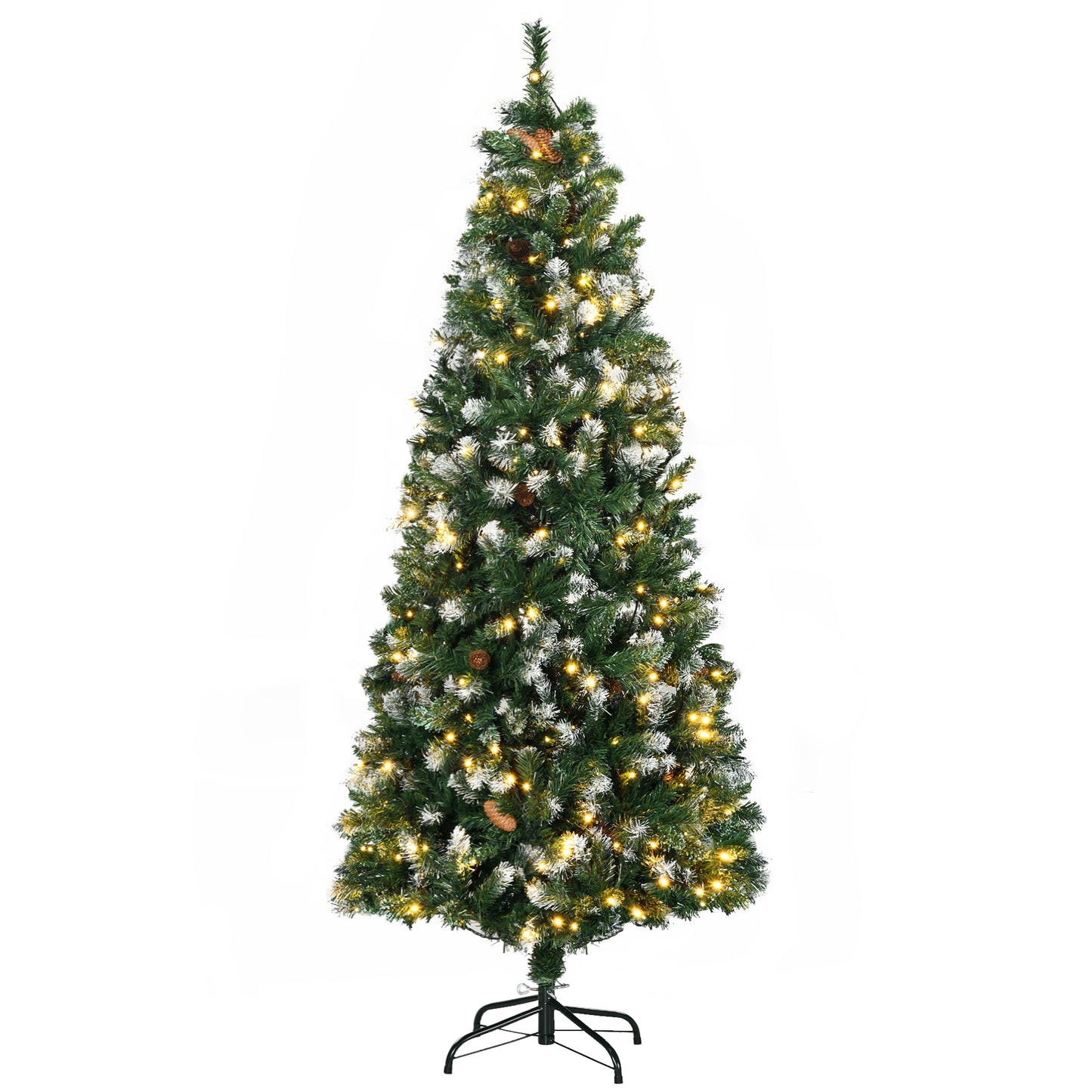 6' Decorated Christmas Trees, Prelit Artificial Christmas Tree with Snow-dipped Branches, Auto Open, Pinecones, Green Pre Lit Christmas Trees Green  at Gallery Canada