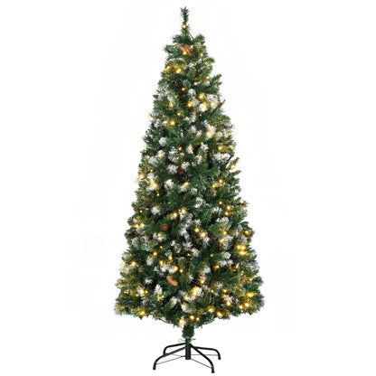 6' Decorated Christmas Trees, Prelit Artificial Christmas Tree with Snow-dipped Branches, Auto Open, Pinecones, Green Pre Lit Christmas Trees Green  at Gallery Canada