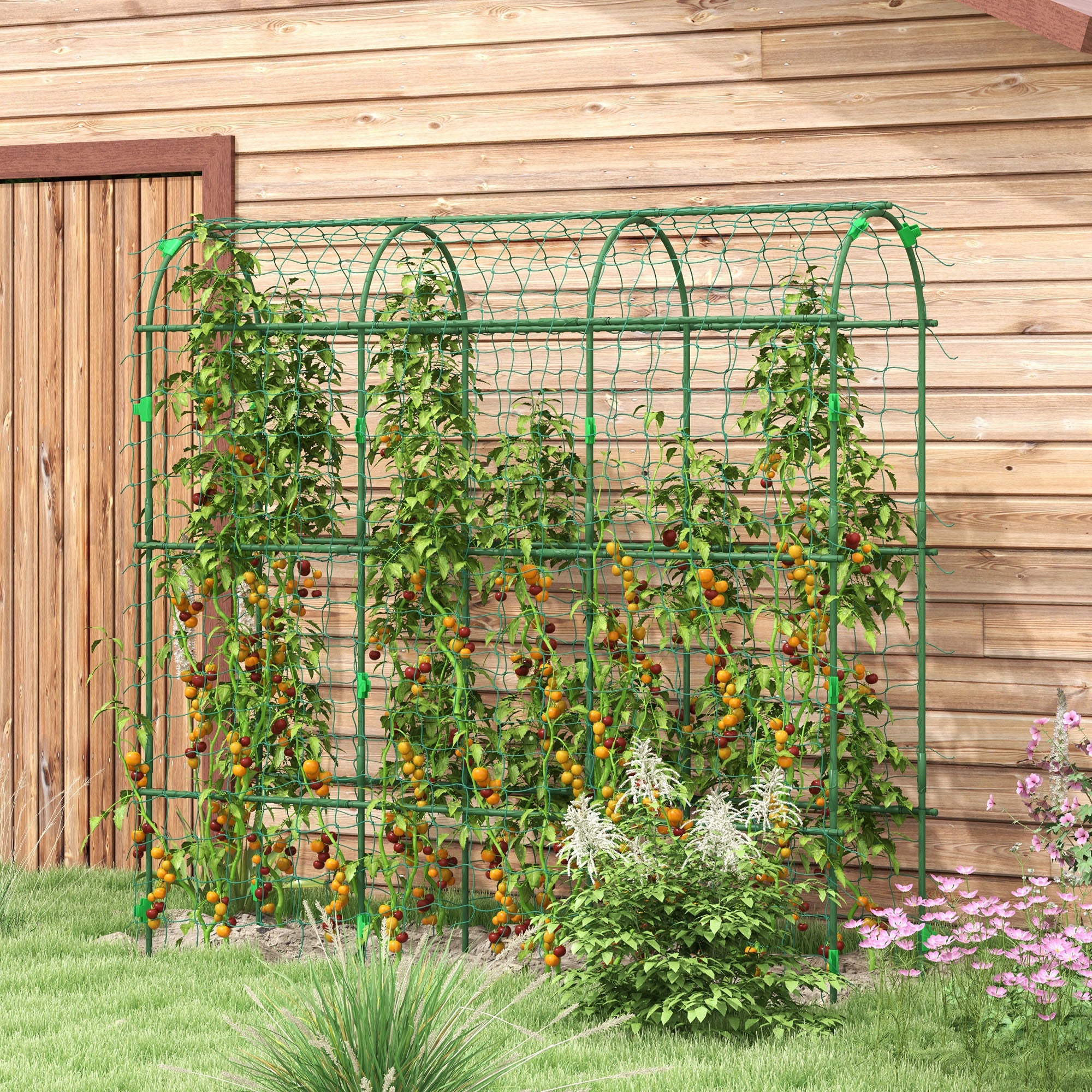 Metal Garden Trellis, Arch Trellis for Climbing Plants Outdoor, A-Frame, with Climbing Net, 17