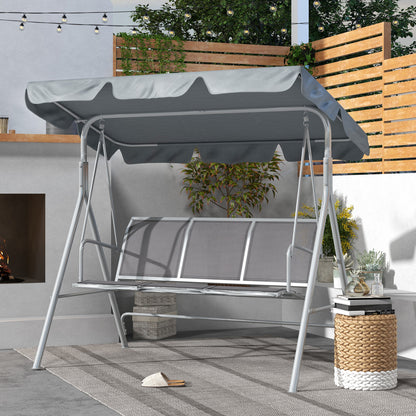 3-Seater Outdoor Swing Chair, Patio Swing, A Frame Porch Swing with Canopy, Garden Hammock Glider Bed, Light Grey Patio Swings with Stand   at Gallery Canada