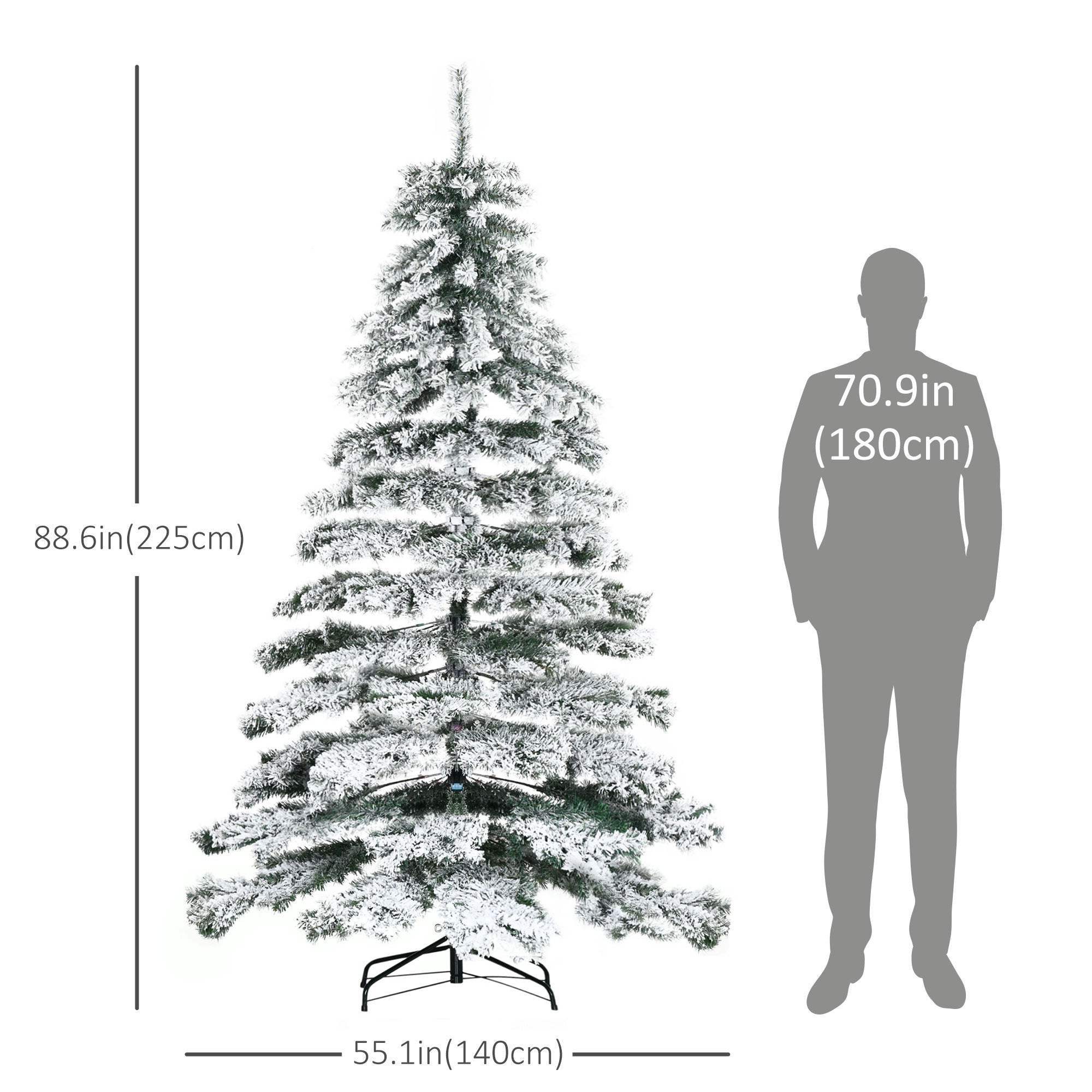 7.5ft Artificial Snow Flocked Christmas Tree Xmas Tree Holiday Home Indoor Decoration for Party with Foldable Feet, Green Flocked Christmas Trees   at Gallery Canada