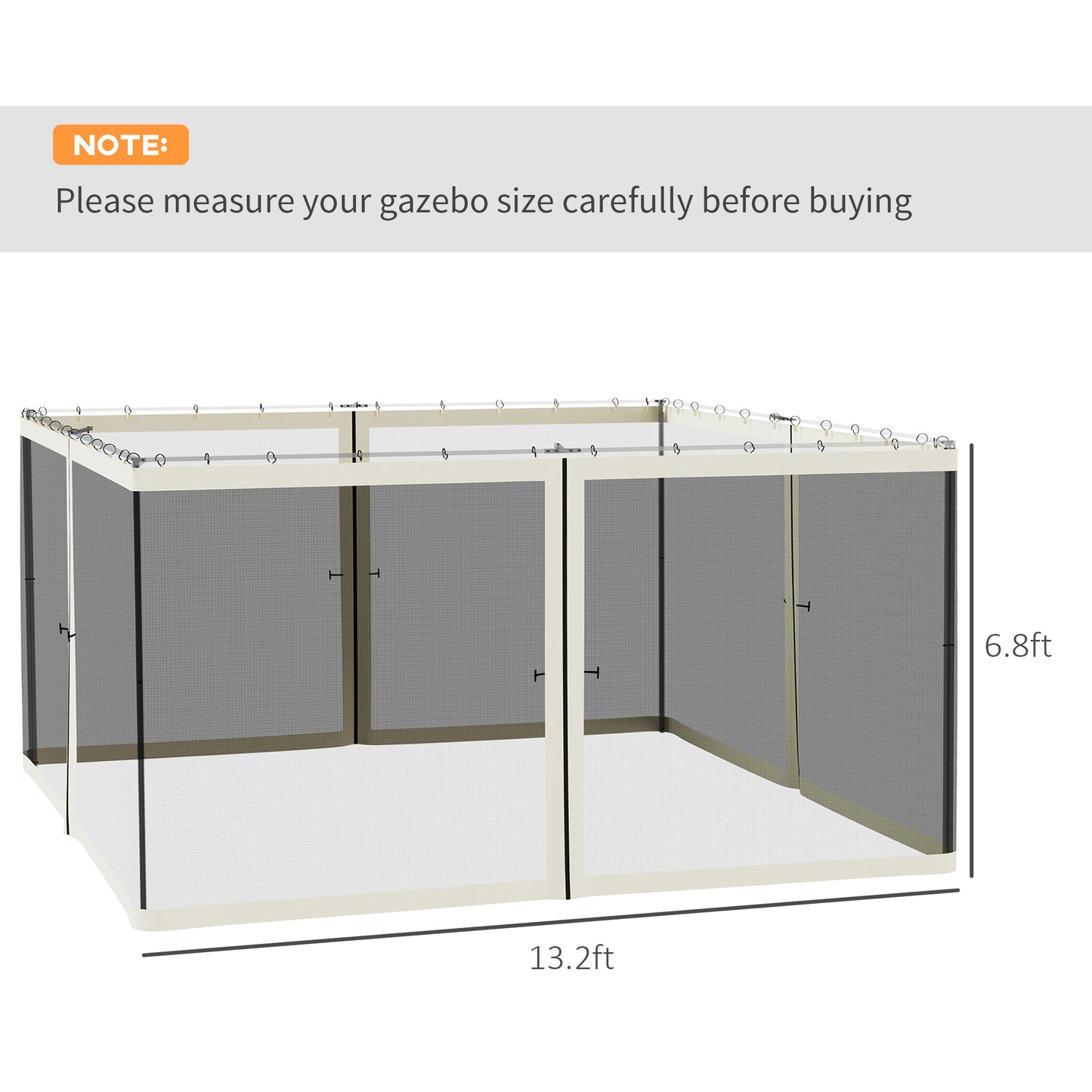 Replacement Mosquito Netting for Gazebo 13' x 13' Black Screen Walls for Canopy with Zippers for Outdoor - Cream White Gazebos   at Gallery Canada