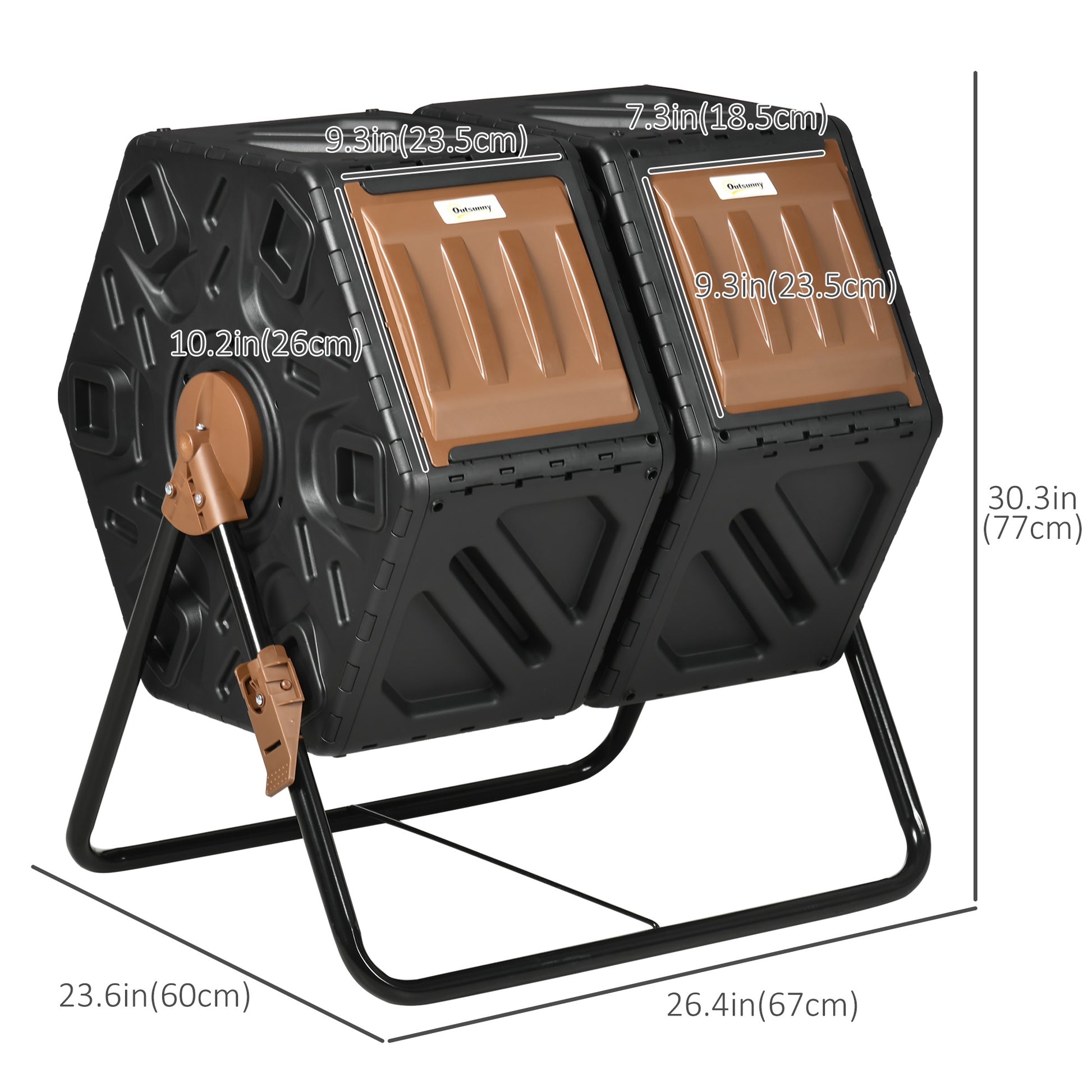 Rotating Composter, Dual Chamber Compost Bin with 24 Vents and Steel Legs, 34.5 Gallon Outdoor Compost Bin   at Gallery Canada