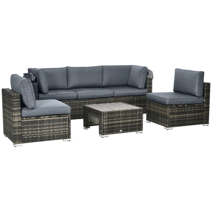 4 Pieces Patio Furniture Set, Rattan Wicker Outdoor Sectional Sofa with Retractable Canopy, Cushions, 3-Seater Sofa for Backyard, Garden, Gray Patio Furniture Sets Multi Colour  at Gallery Canada