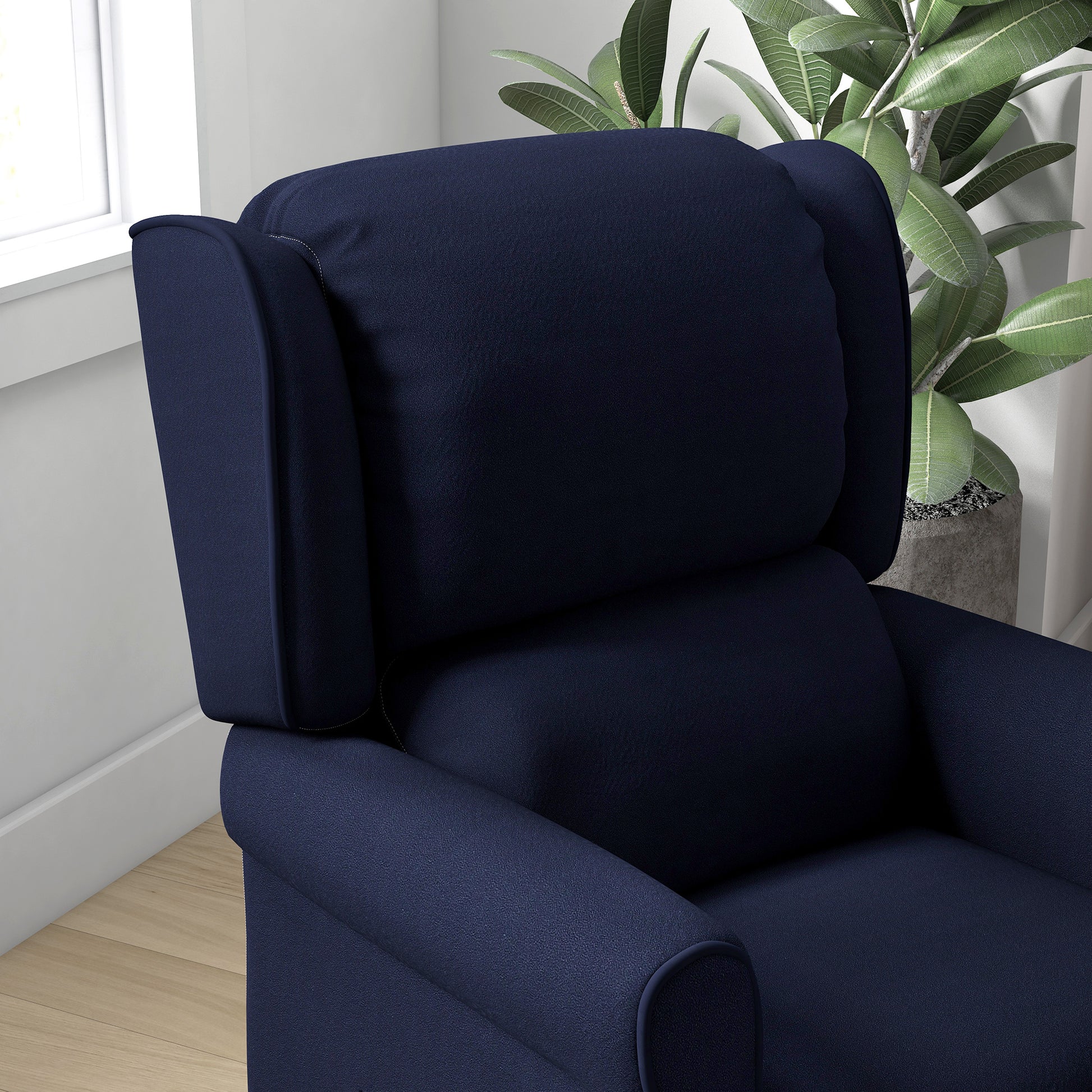 Push Back Recliner Chair, Vibration Massage Recliner for Living Room with Extendable Footrest, Remote, Pocket, Blue Single Sofas   at Gallery Canada