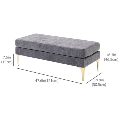 Upholstered Bench, 48" End of Bed Bench, Entryway Bench with Double Layer Seat Cushions and Steel Legs for Bedroom, Dark Grey Storage Ottomans & Benches   at Gallery Canada